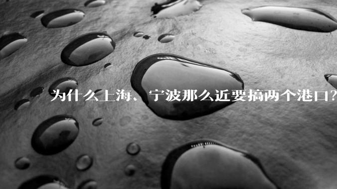 为什么上海、宁波那么近要搞两个港口？不会恶性竞争么？